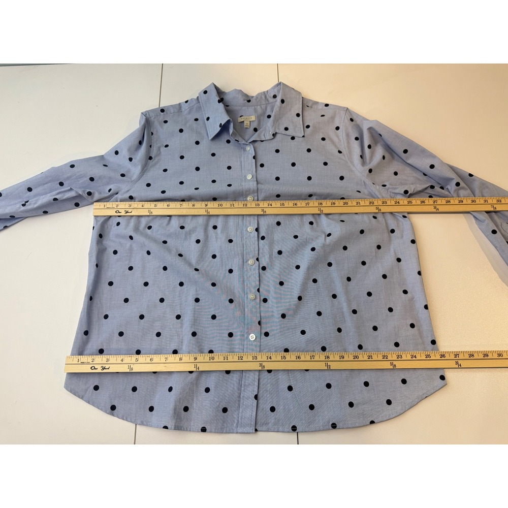 Talbots Button Down Top Womens 2X Blue Polka Dot Long Sleeve Cotton - Picture 6 of 7